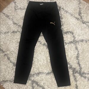 Puma Black Leggings with Gold Logo